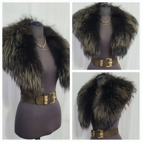 FUR COLLAR / Green - Picture 6 of 8
